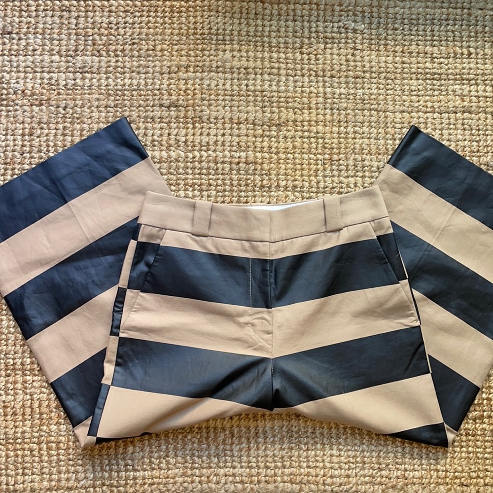 Alexander Wang black brown striped wide leg capri pants